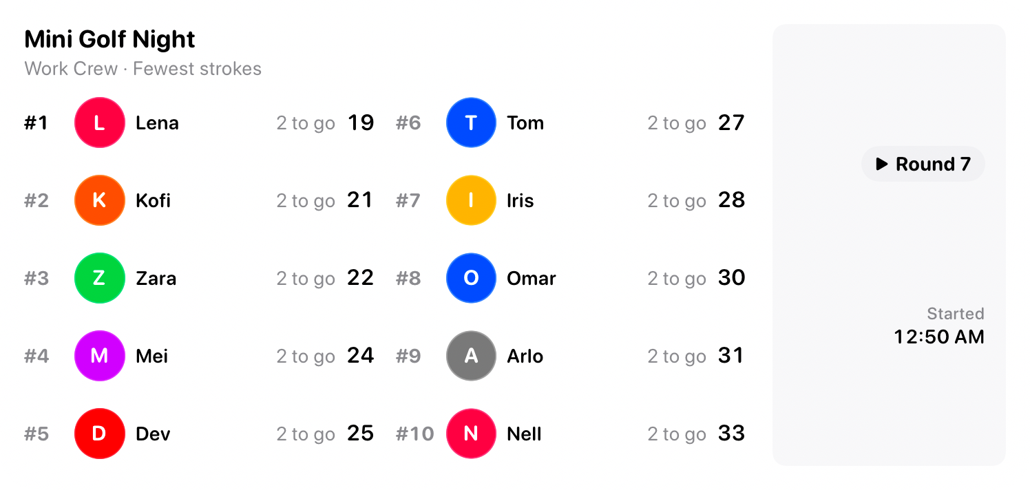 The Live Game widget from House Rules at Extra Large size in the Grey tint, light appearance.