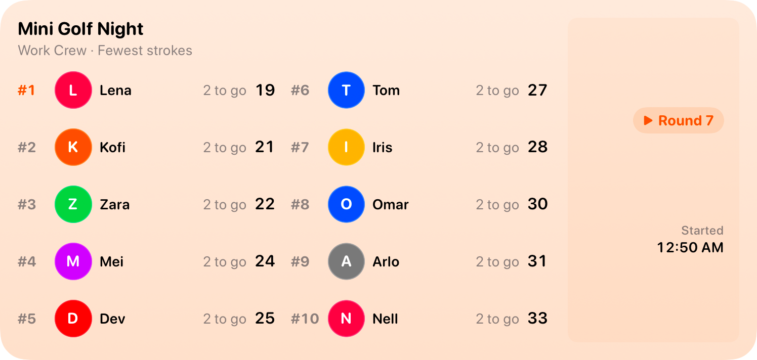 The Live Game widget from House Rules at Extra Large size in the Orange tint, light appearance.