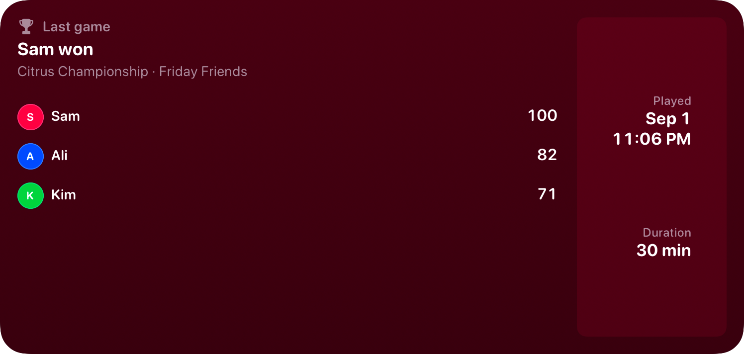 The Live Game widget from House Rules at Extra Large size in the Pink tint, dark appearance.
