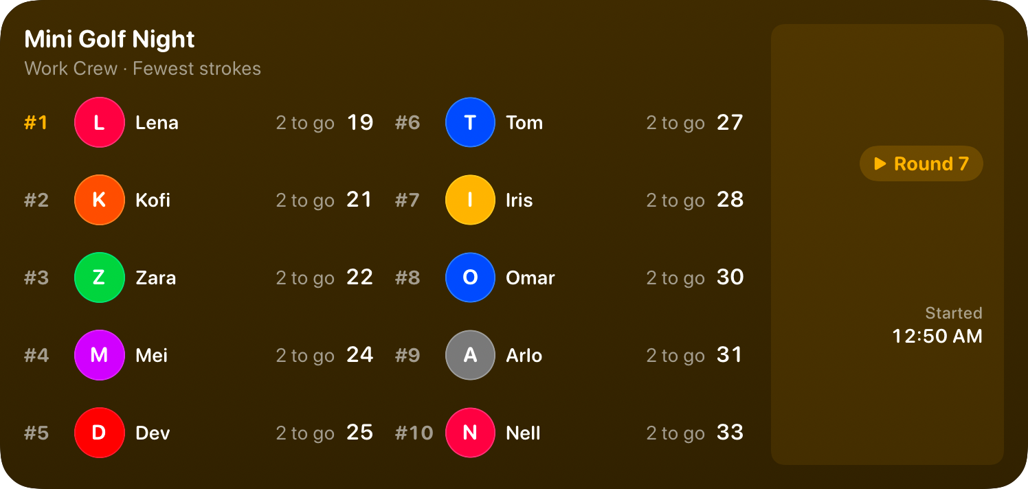 The Live Game widget from House Rules at Extra Large size in the Yellow tint, dark appearance.
