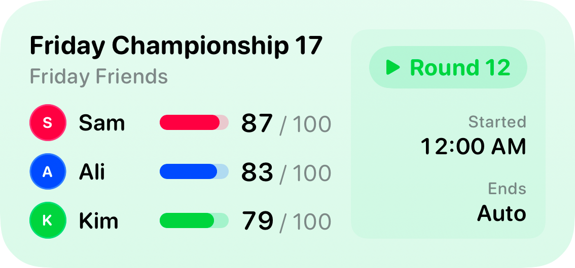 The Live Game widget from House Rules at Medium size in the Green tint, light appearance.