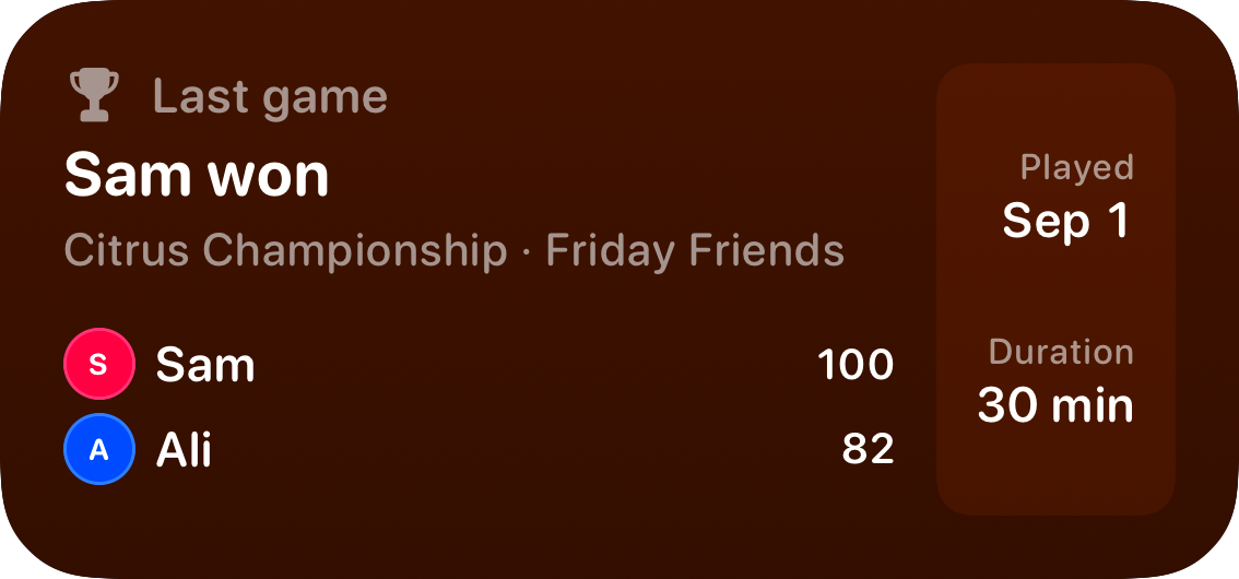 The Live Game widget from House Rules at Medium size in the Orange tint, dark appearance.