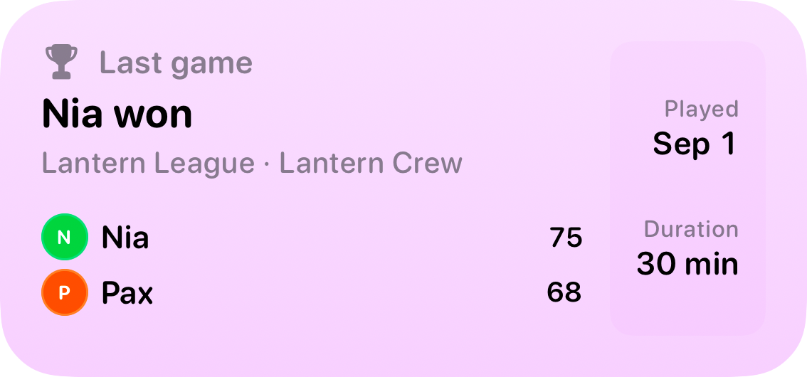 The Live Game widget from House Rules at Medium size in the Purple tint, light appearance.