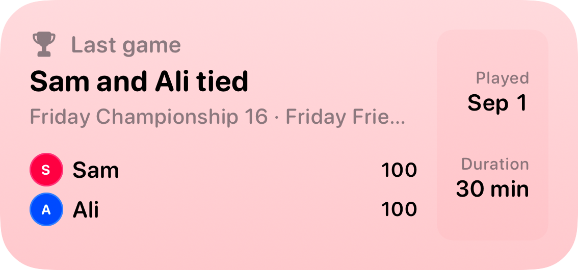 The Live Game widget from House Rules at Medium size in the Red tint, light appearance.
