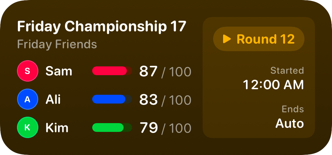 The Live Game widget from House Rules at Medium size in the Yellow tint, dark appearance.