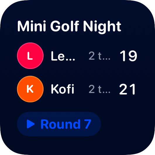 The Live Game widget from House Rules at Small size in the Blue tint, dark appearance.