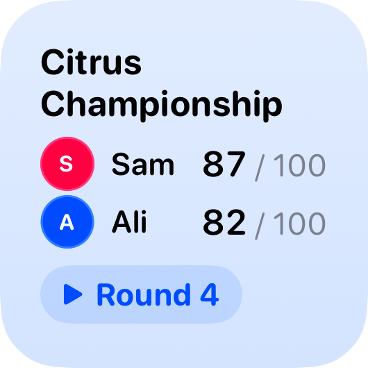 The Live Game widget from House Rules at Small size in the Blue tint, light appearance.