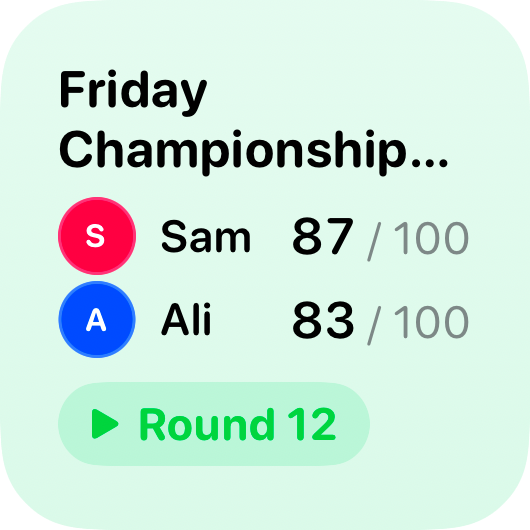 The Live Game widget from House Rules at Small size in the Green tint, light appearance.