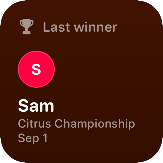 The Live Game widget from House Rules at Small size in the Orange tint, dark appearance.