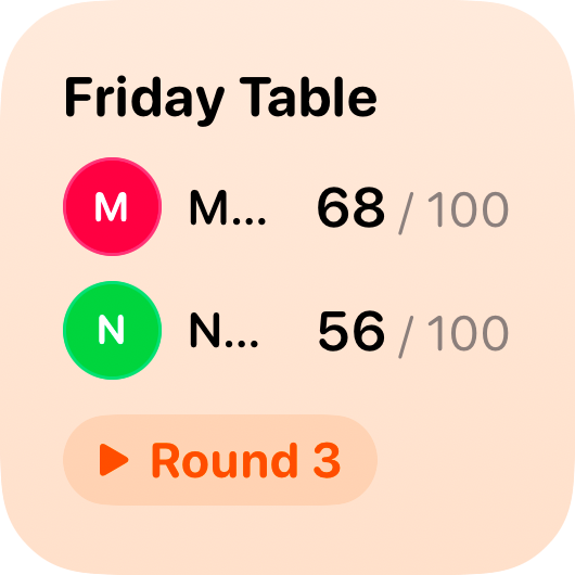 The Live Game widget from House Rules at Small size in the Orange tint, light appearance.