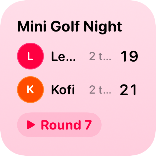The Live Game widget from House Rules at Small size in the Pink tint, light appearance.