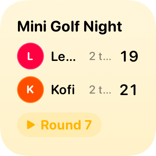 The Live Game widget from House Rules at Small size in the Yellow tint, light appearance.