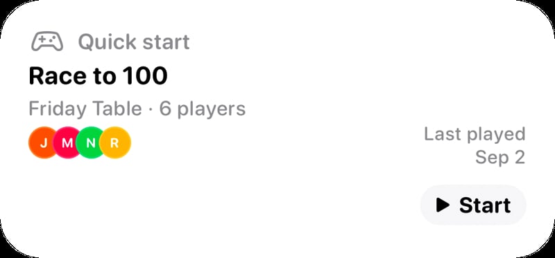 The Quick Start widget from House Rules at Medium size in the Grey tint, light appearance.