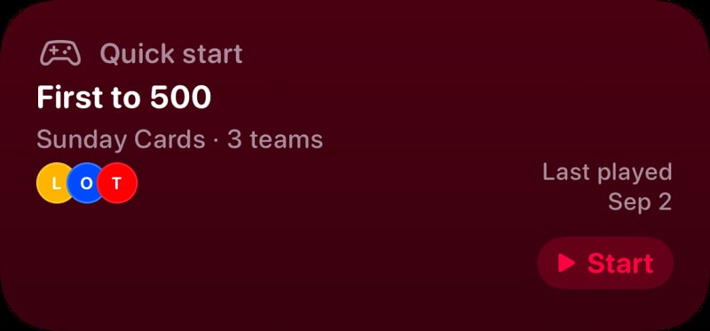 The Quick Start widget from House Rules at Medium size in the Pink tint, dark appearance.