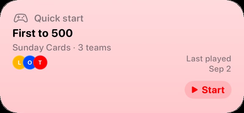 The Quick Start widget from House Rules at Medium size in the Red tint, light appearance.