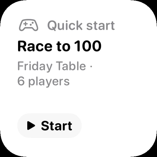 The Quick Start widget from House Rules at Small size in the Grey tint, light appearance.