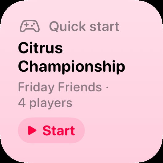 The Quick Start widget from House Rules at Small size in the Pink tint, light appearance.