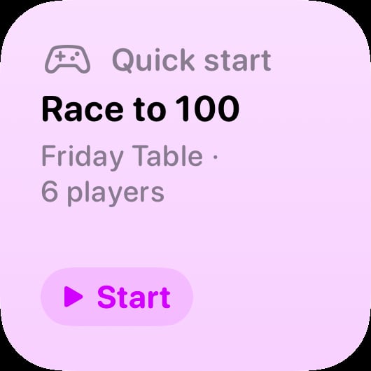 The Quick Start widget from House Rules at Small size in the Purple tint, light appearance.
