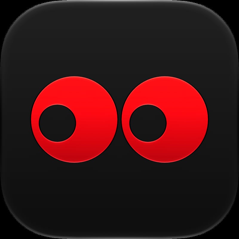 Out the Rudes app icon in the Red tint, dark appearance.
