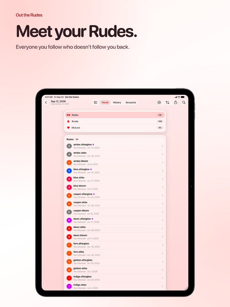 Out the Rudes App Store screenshot for iPad Pro 13-inch showing Find Rudes.