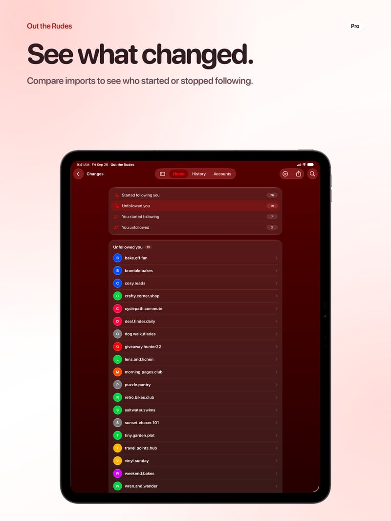 Out the Rudes App Store screenshot for iPad Pro 13-inch showing Changes.