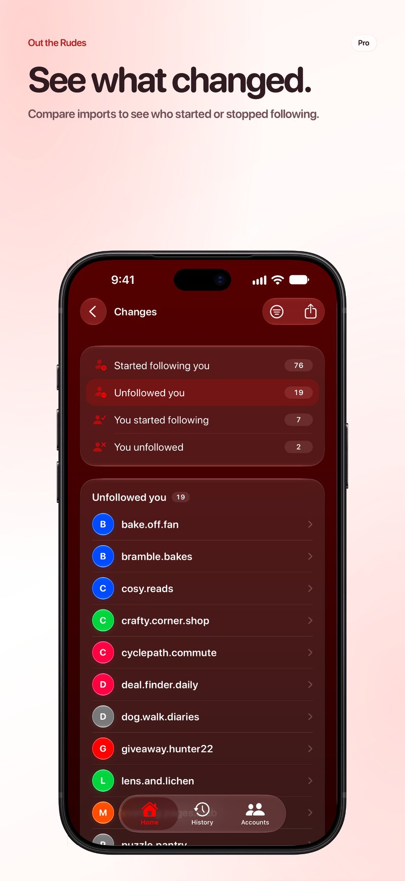Out the Rudes App Store screenshot for iPhone 18 Pro Max showing Changes.