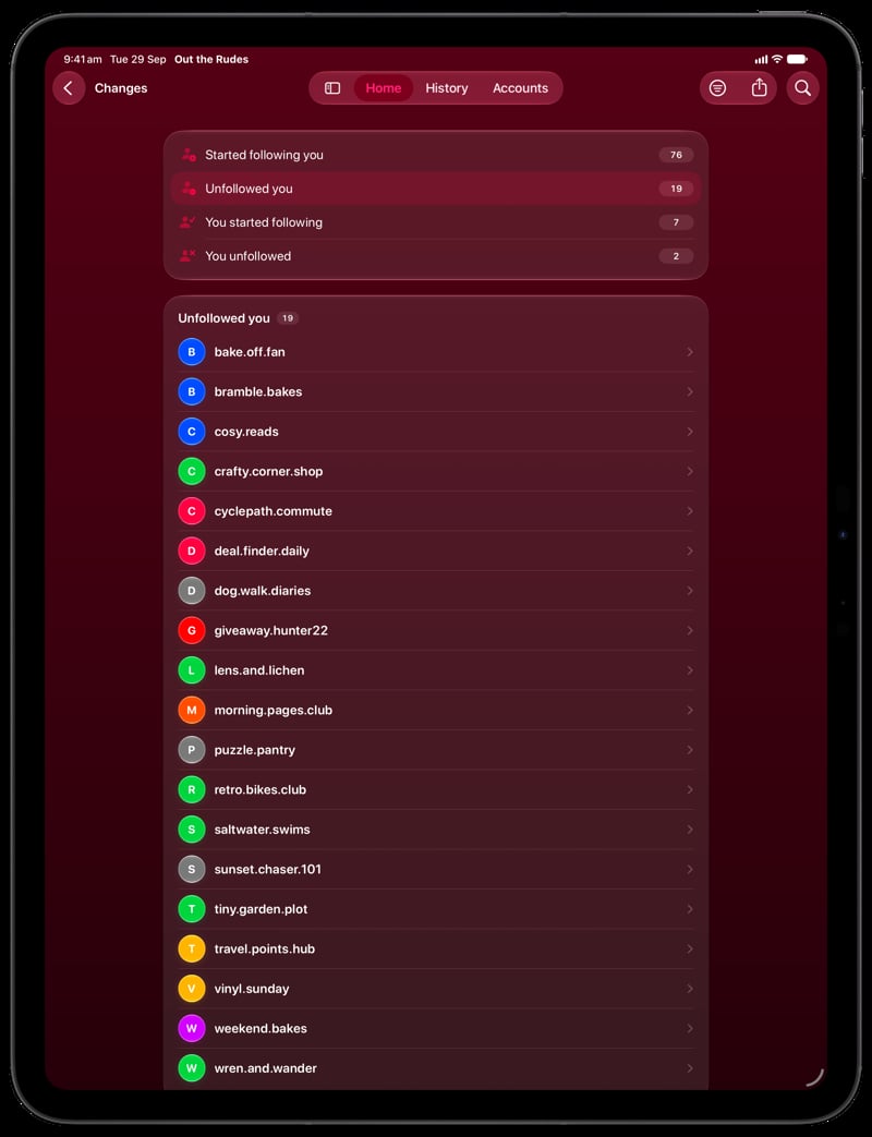 Out the Rudes on iPad Pro 13-inch showing Changes in the Pink tint, dark appearance.
