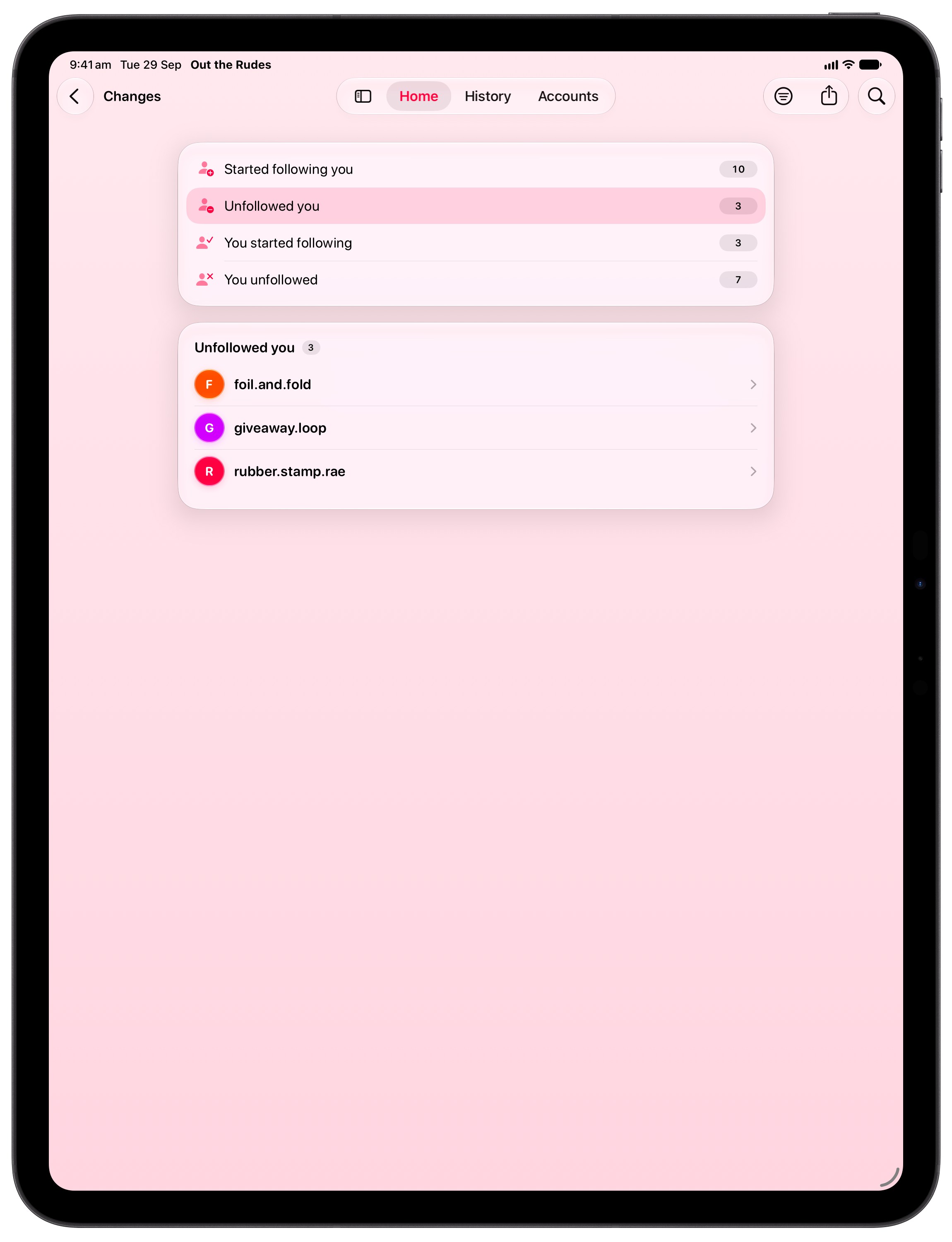 Out the Rudes on iPad Pro 13-inch showing Changes in the Pink tint, light appearance.