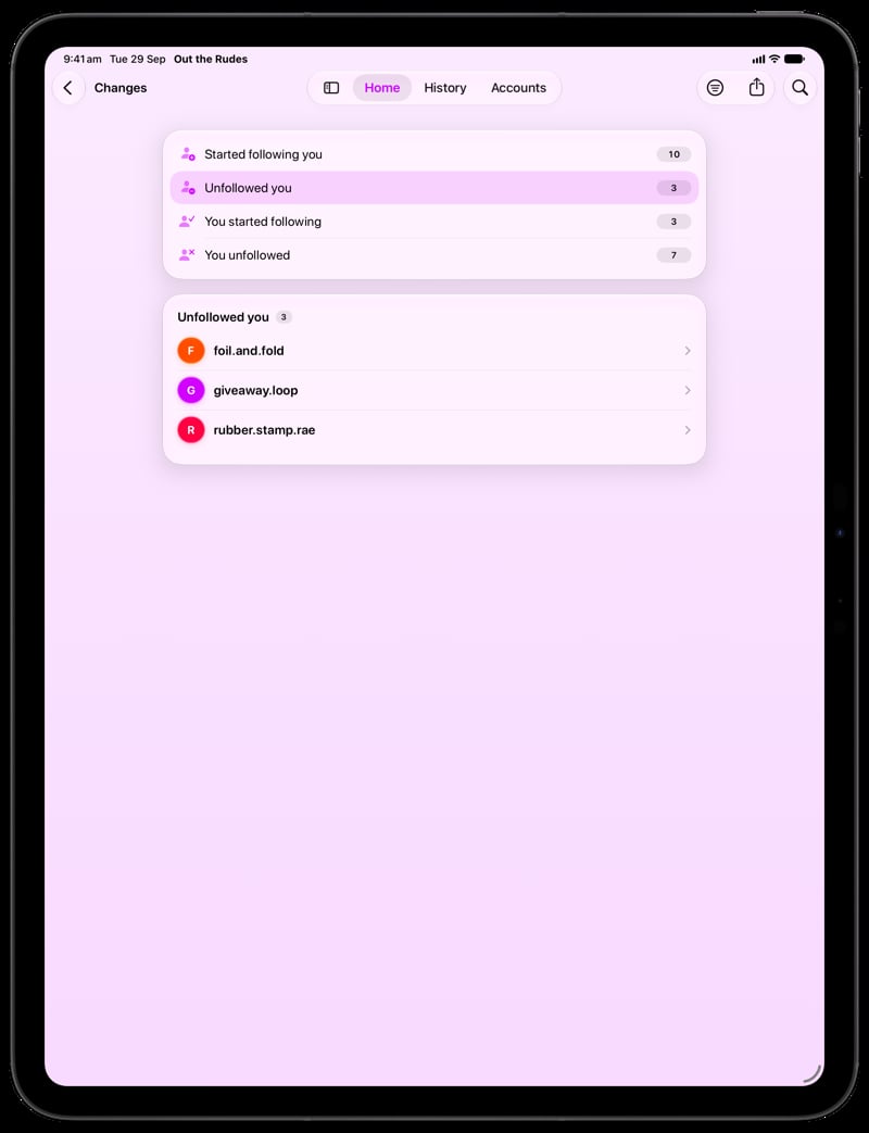 Out the Rudes on iPad Pro 13-inch showing Changes in the Purple tint, light appearance.