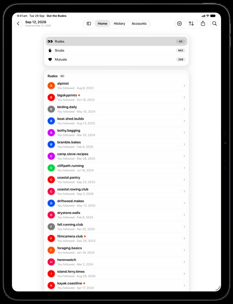 Out the Rudes on iPad Pro 13-inch showing Find Rudes in the Grey tint, light appearance.