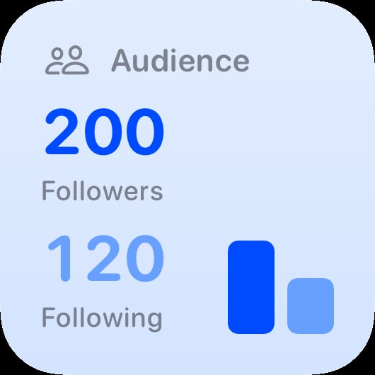 The Audience widget from Out the Rudes at Small size in the Blue tint, light appearance.
