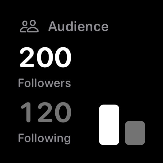 The Audience widget from Out the Rudes at Small size in the Grey tint, dark appearance.