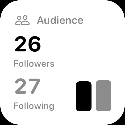 The Audience widget from Out the Rudes at Small size in the Grey tint, light appearance.
