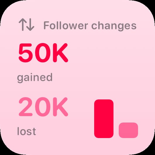 The Follower Changes widget from Out the Rudes at Small size in the Pink tint, light appearance.