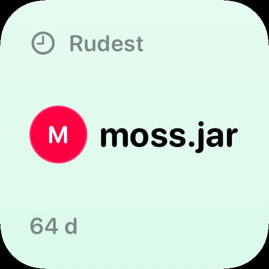 The Leaderboard widget from Out the Rudes at Small size in the Green tint, light appearance.