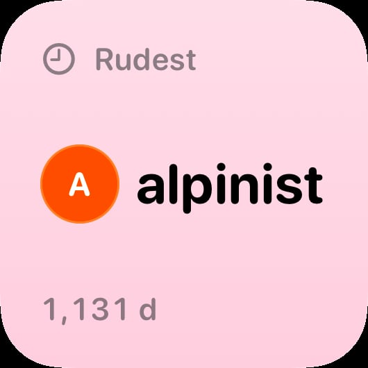 The Leaderboard widget from Out the Rudes at Small size in the Pink tint, light appearance.