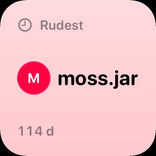 The Leaderboard widget from Out the Rudes at Small size in the Red tint, light appearance.