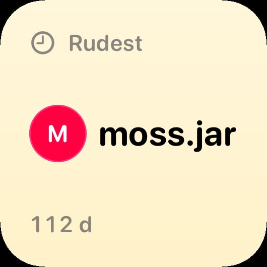 The Leaderboard widget from Out the Rudes at Small size in the Yellow tint, light appearance.