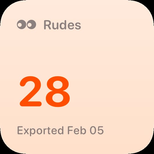 The Rudes Count widget from Out the Rudes at Small size in the Orange tint, light appearance.