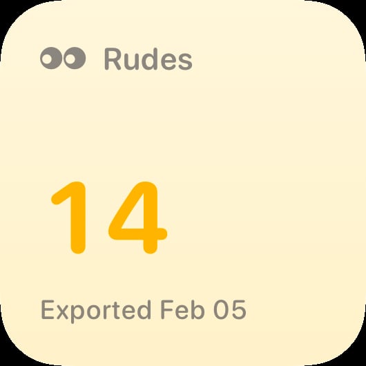 The Rudes Count widget from Out the Rudes at Small size in the Yellow tint, light appearance.